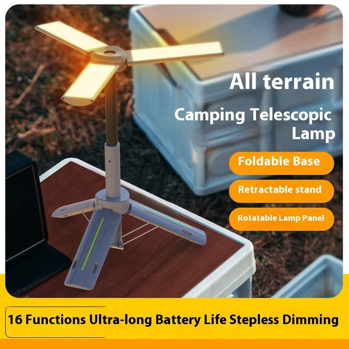 Illuminate Your Adventures with the Multifunctional Rechargeable Three-leaf Bracket Camping Lantern